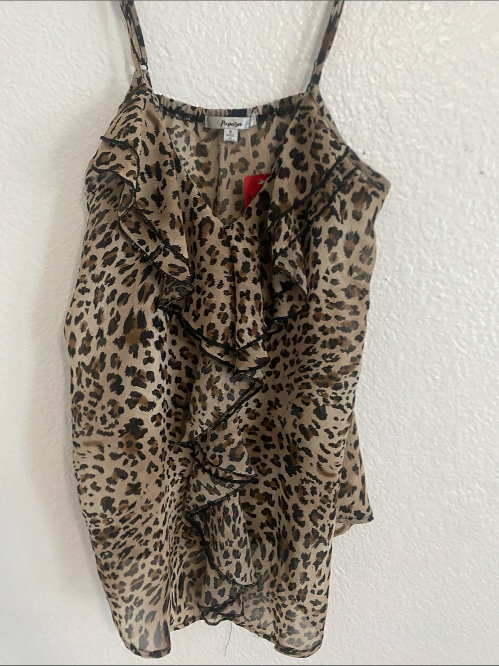 Papaya Leopard Ruffle Cami Top - Brown